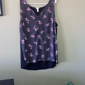 Thyme Maternity Black and Pink Floral Tank Top